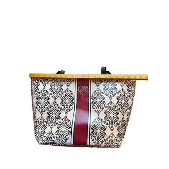 Brighton My Sweet Valentine Pink Black & Burgundy Coated Canvas Tote - Picture 4 of 8